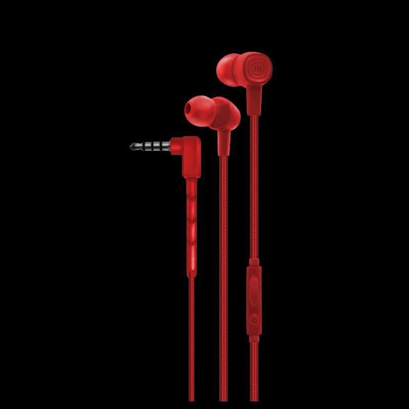 Audífonos, 3.5 mm, 348343, Maxell, Alámbricos, 1.2 Metros, Color Rojo