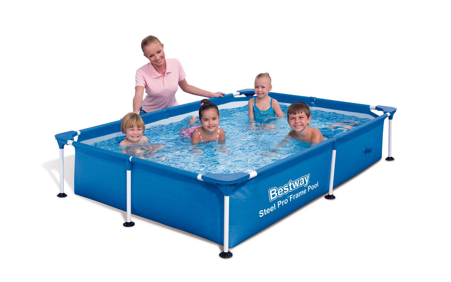 PISCINA RECTANGULAR CON ESTRUCTURA DE METAL MODELO 56401, MEDIDAS 87" X 59" X 17",