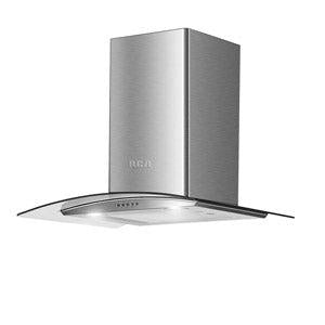 Extractor de grasa 30" RCGH75 RCA tipo campana pared con vidrio templado curvo.