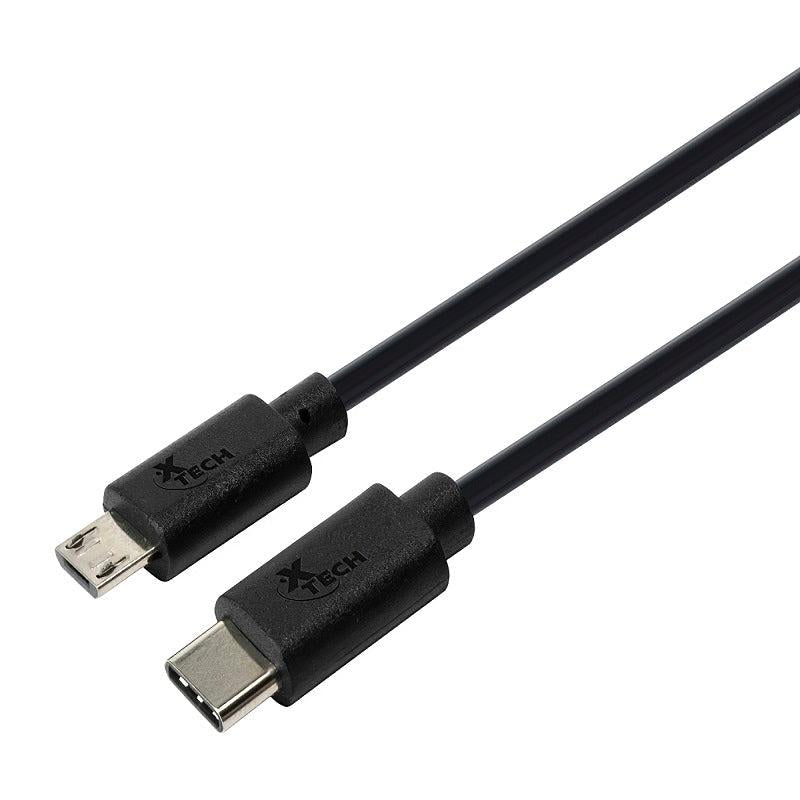 XTECH XTC-520 ACCESORIO CELULAR CABLE TIPO C A MICRO USB 1.8M NEGRO
