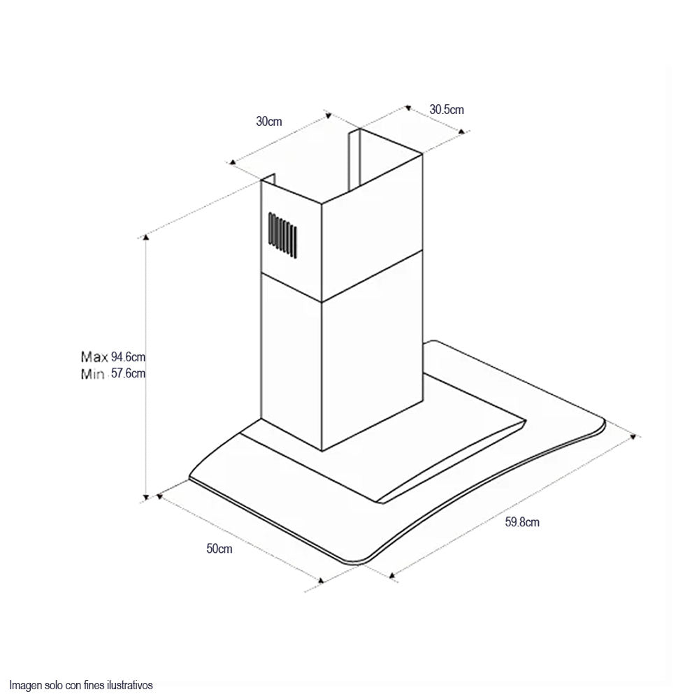 Extractor 24" Prisma Touch 60 campana pared acero + vidrio templado