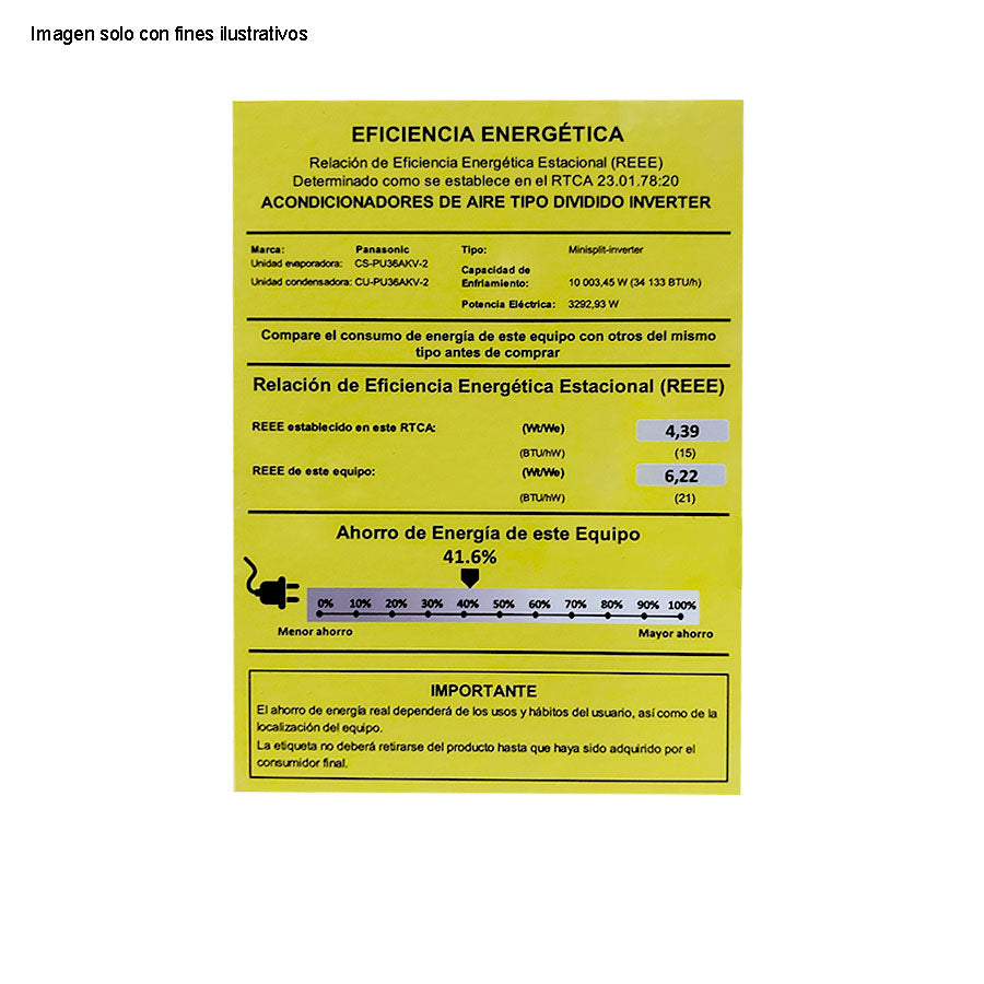 Aire acondicionado Split Inveter 36,000 BTU/h Panasonic CS/CU-PU36AKV-2