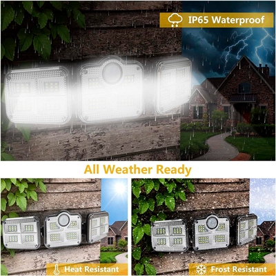 Solar tipo pared flood light 3 modulos con sensor de movimiento