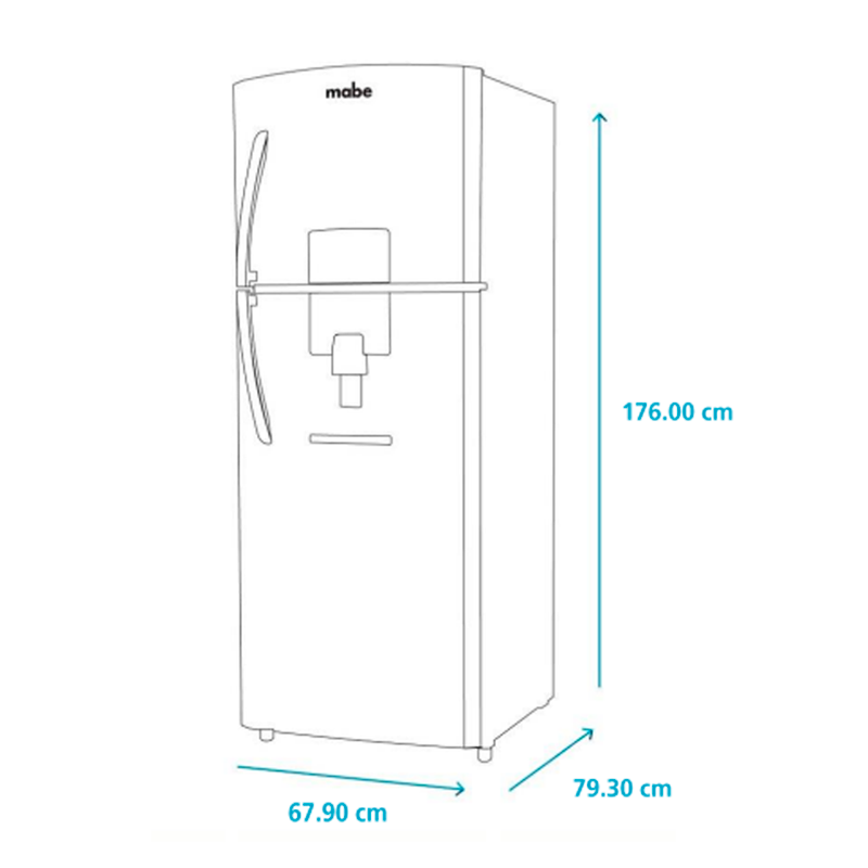 Refrigeradora Top mout14pc RMP410FZNU Mabe dispensador de agua