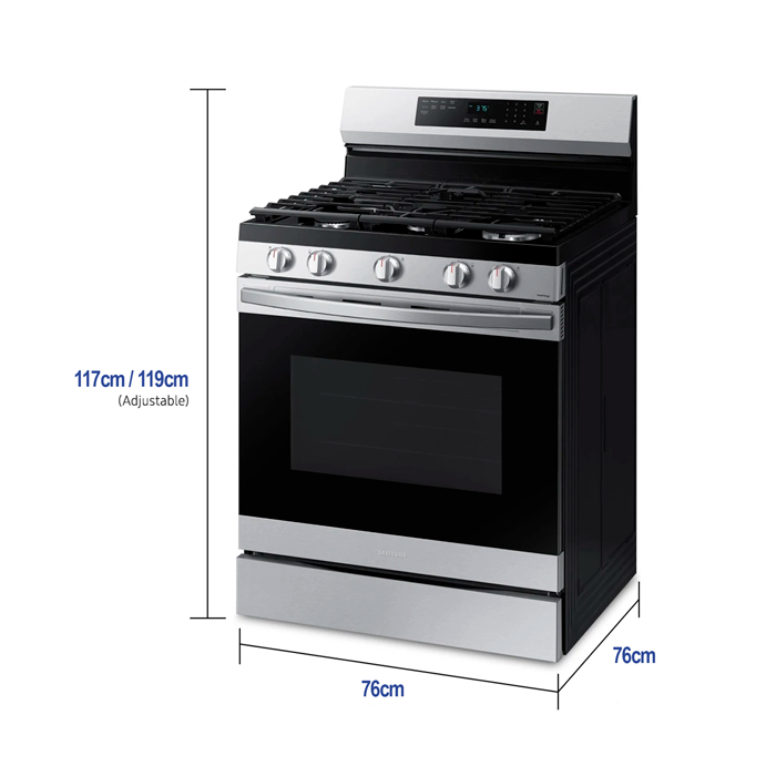 Estufa a gas 30" SAMSUNG NX60B6515SS/AP 5 quemadores Air fry.
