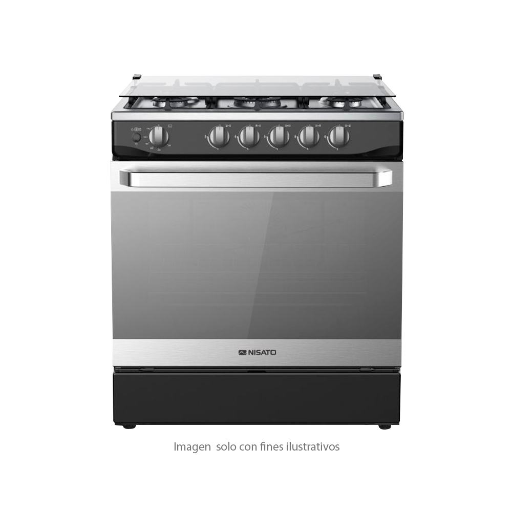 Estufa a gas 30" NEP-7735AFNDM Nisato negro con acero inoxidable