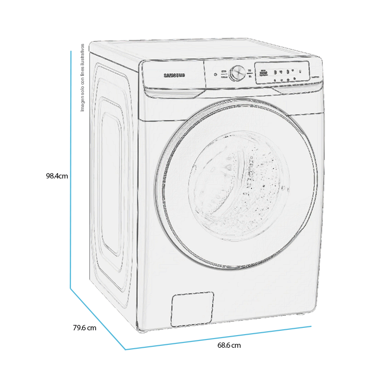 Lavadora Samsung carga frontal 22kg WF22C6400AW/AP color blanco tambor de acero inoxidable pantalla control inteligencia artificial
