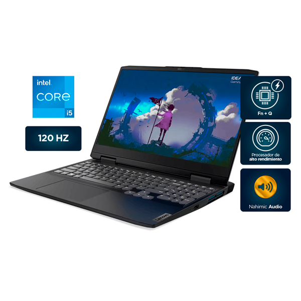 Laptop Lenovo ideapad gaming 3 15iah7 15.6" 120 hz core i5-12450h 8 gb 512 gb black rtx 3050 window 11 + mouse m100