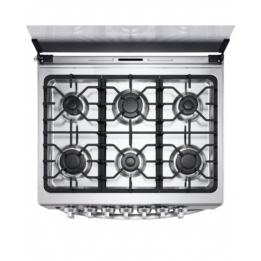 Estufa LRGZ5253S LG a gas 30" encendido automático 6 quemadores horno 5.2pc.