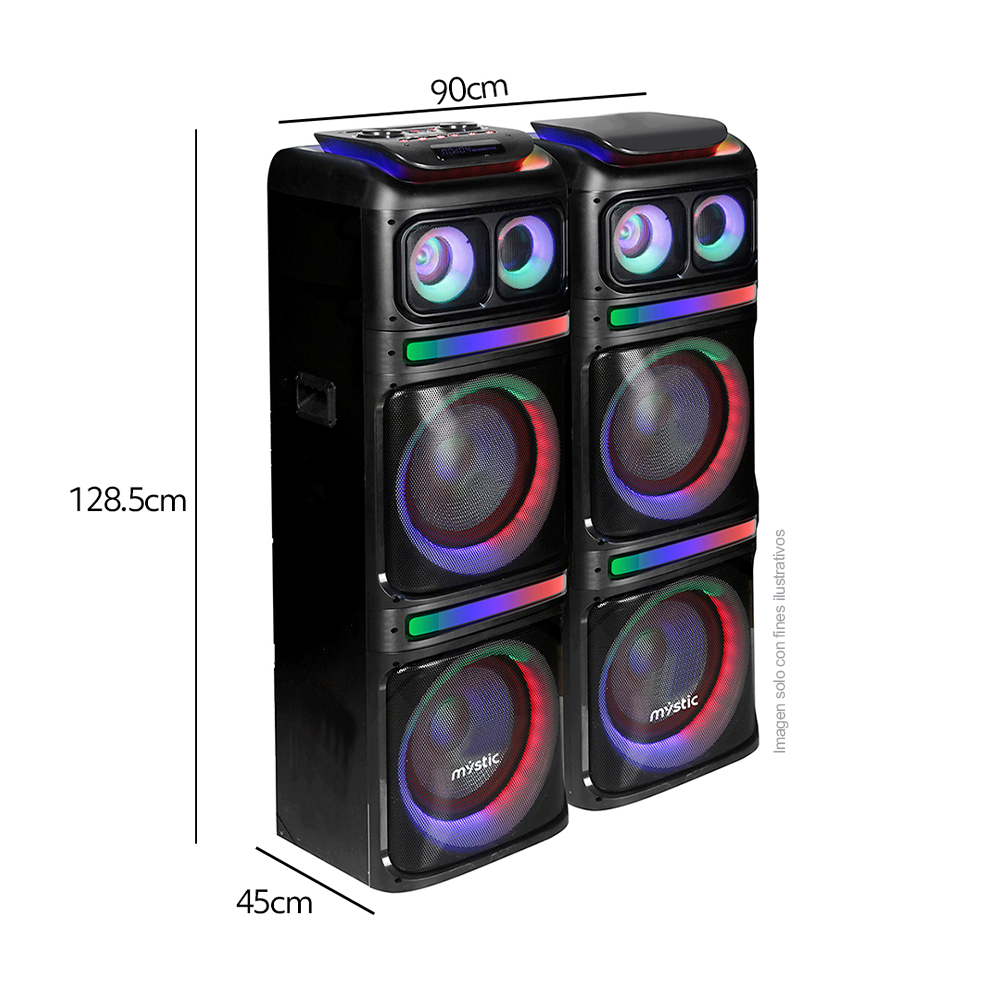Sound max MY-PS492U Mystic, audio con Bluetooth, micrófono inalámbrico UHF, Radio FM, Luz LED. 120W RMS x 2