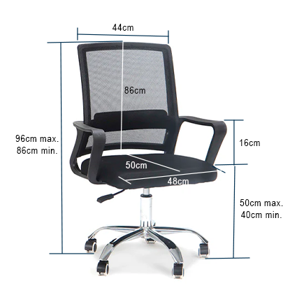 Silla de oficina FC-27 color negro base cromada