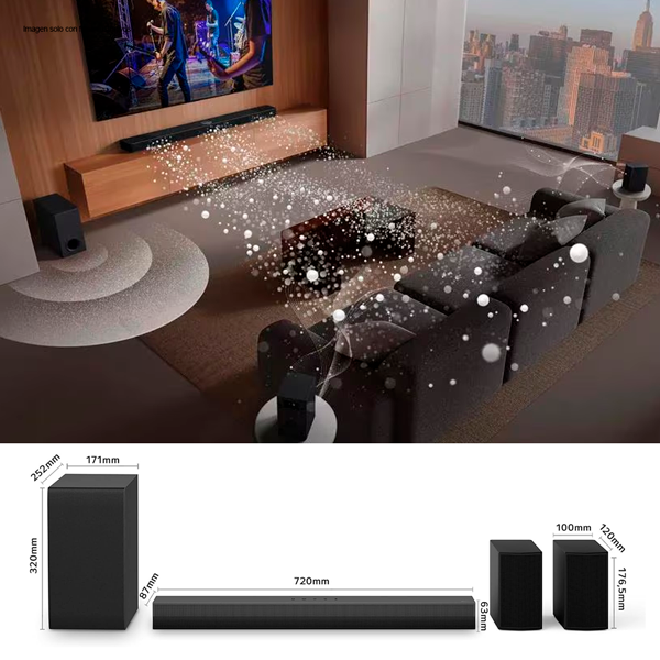 Barra de sonido S60TR LG 440W 5.1 canales dolby audio Rear Speakers.