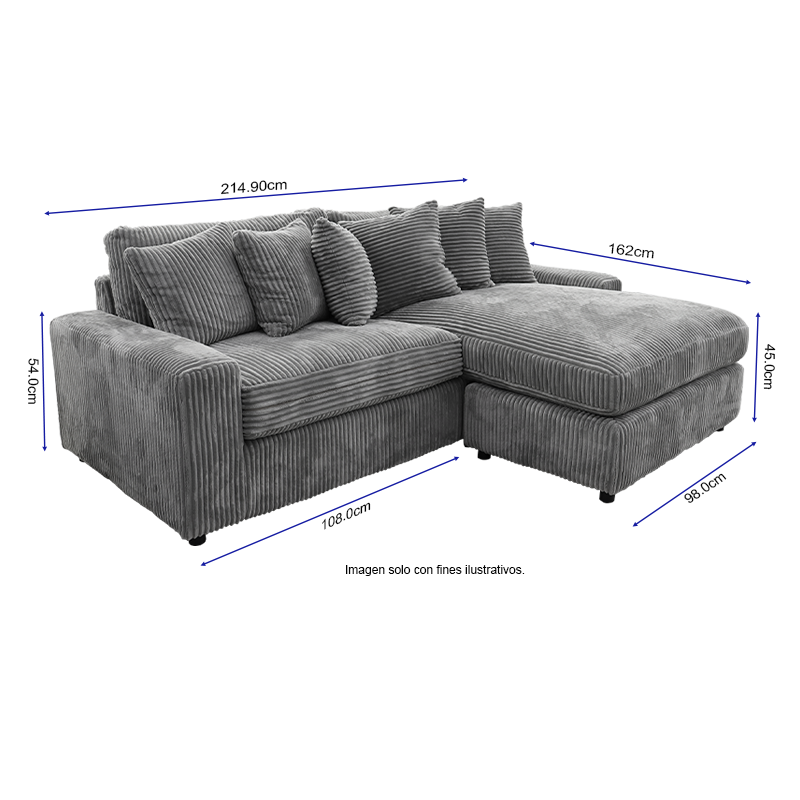 Sofá Chaise LV01882 en tono color gris.