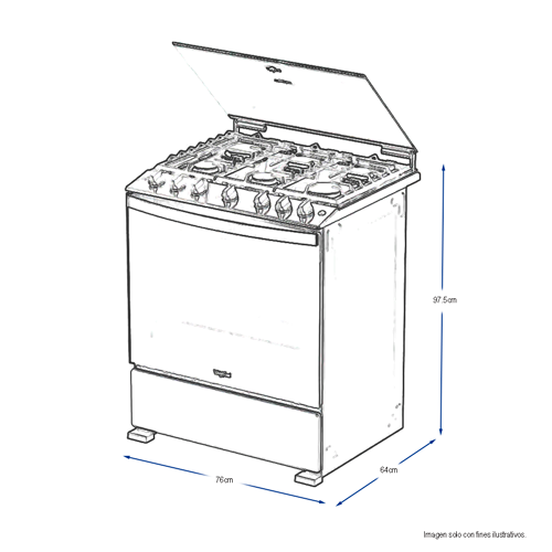 Estufa de 30 a gas LWFR5200 cubierta de acero inoxidable Whirlpool