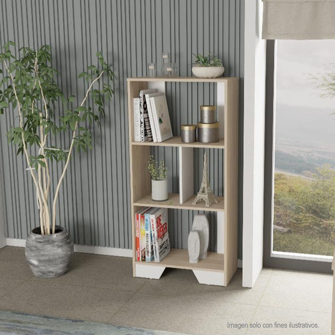 Biblioteca BE17804 color arena y blanco