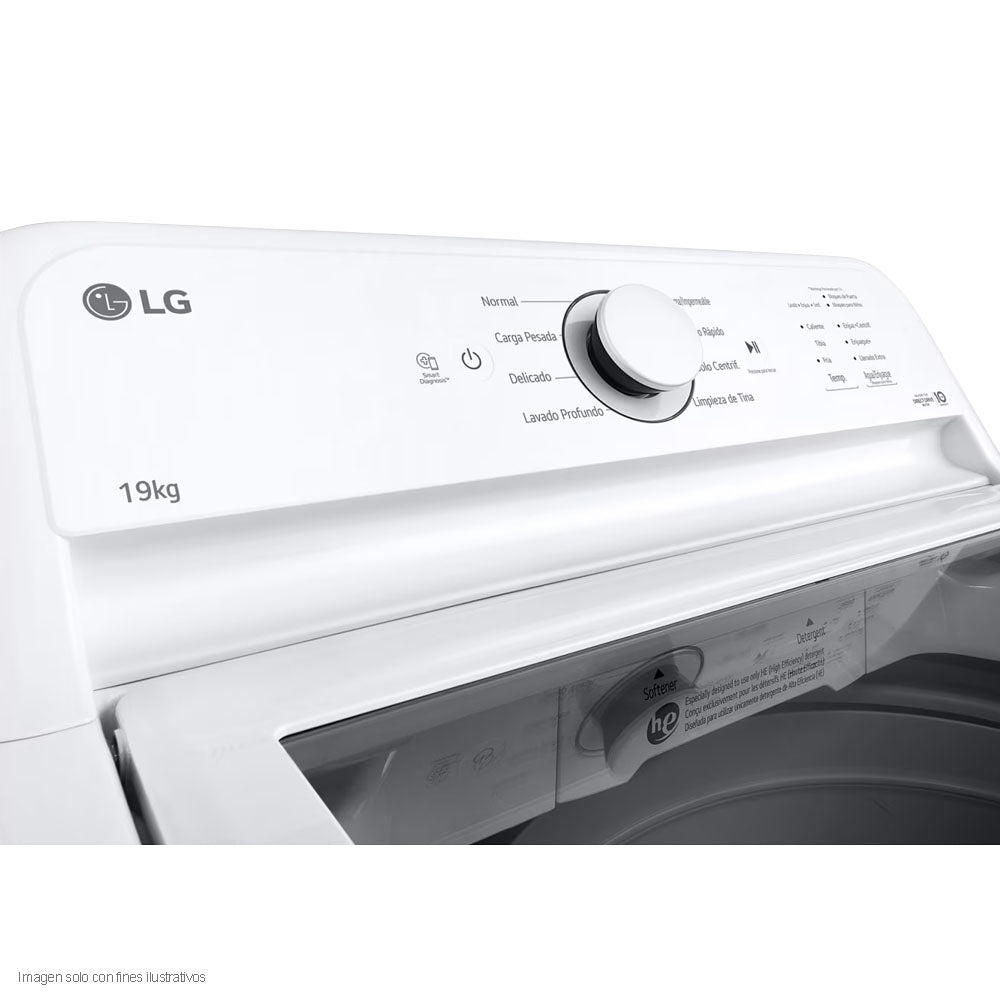 Lavadora 19kg WT19WT6HKA LG carga superior color blanco inverter, turboDrum, smart diagnosis