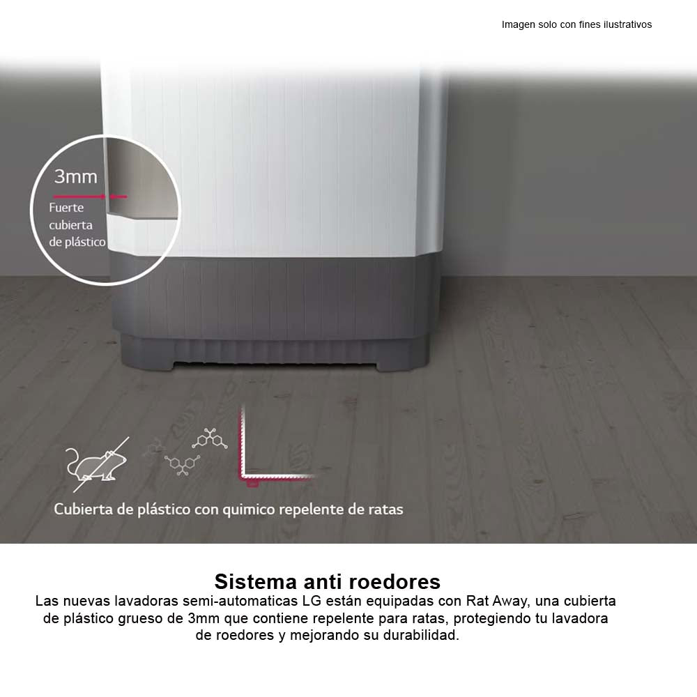 Lavadora semiautomática18kg WP18MAR LG color negro