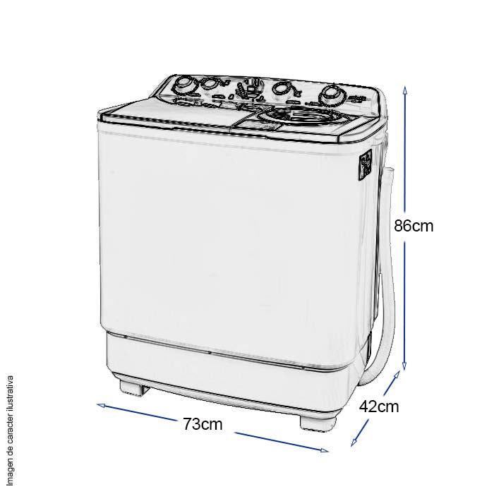 Lavadora semiautomática 7kg WM-7708 Mystic Turbo Dry, Tapa de plástico, resistencia ABS