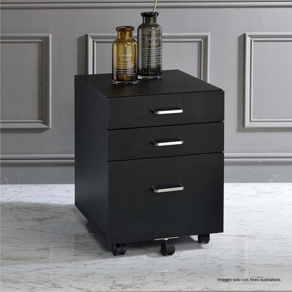 Gabinete Tennos 93199 color negro 3 gavetas con ruedas