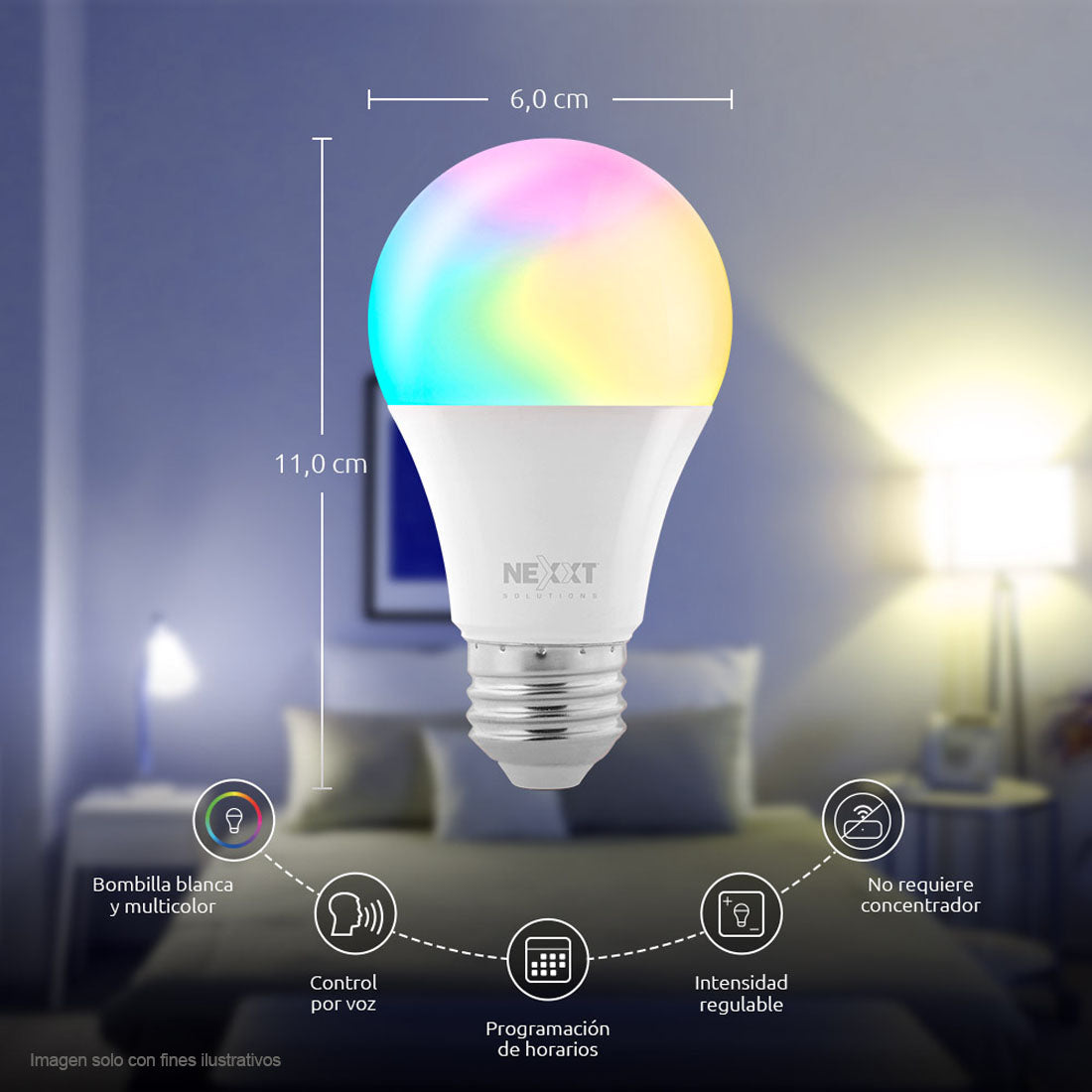 Pack de 4 bombillos Smart NHB-C110M RGB 110V -60HZ WI-FI Nexxt