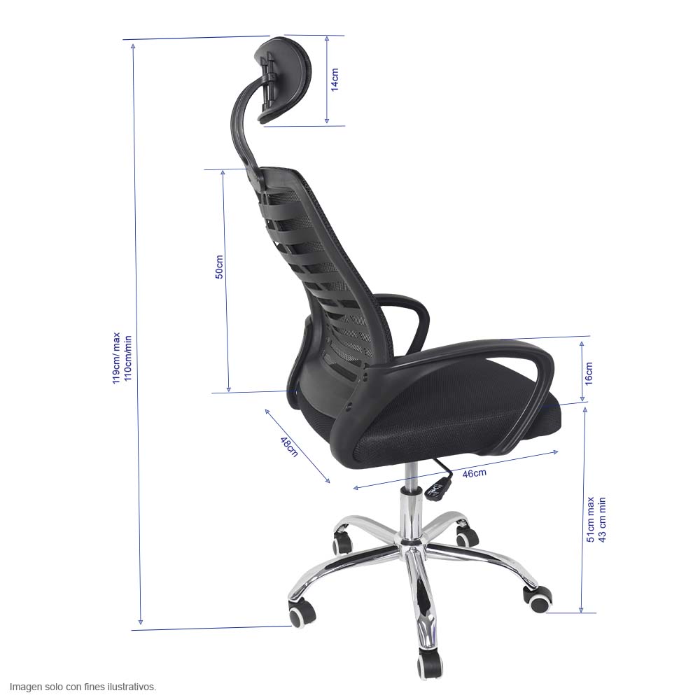 Silla de oficina FC-33 base cromada ruedas plásticas.