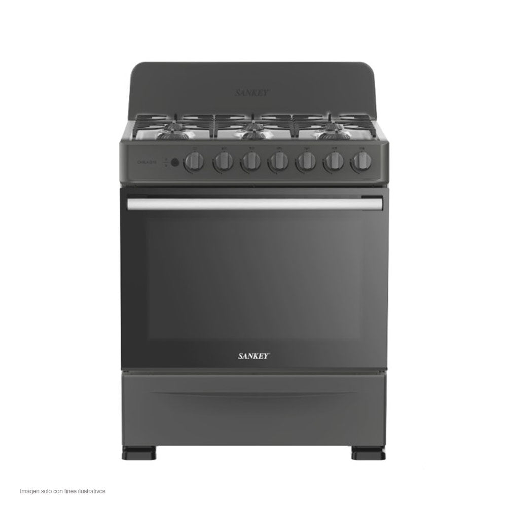 Estufa a gas de 30" Carla TT6 Sankey 6 quemadores encendido eléctrico color gris