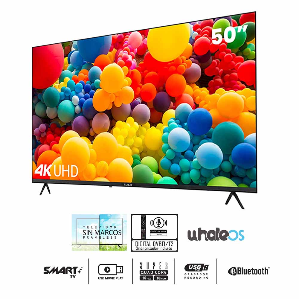 Televisor LED Smart, 50”, CLEDQ50SL1, Sankey, 4K UHD WhaleOS