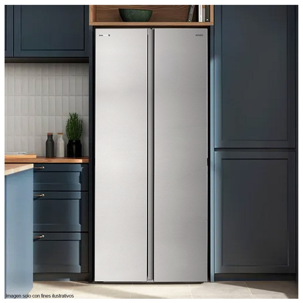 Refrigerador 16pc RF-NV-SB469LSS Mystic Side by Side DUAL Inverter, No Frost, acabado acero inoxidable, multi air flow, bloqueo de niños