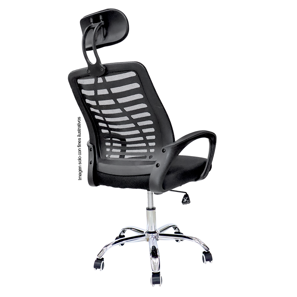 Silla de oficina 853-ERGON color negro base de metal cromado.