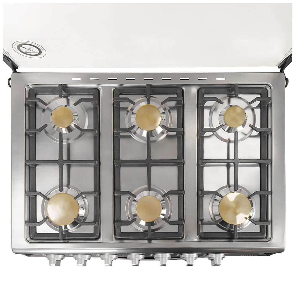 Estufa a gas 30" Agata Plus MY-ST6Q750-PHSC-B, Mystic, 6 quemadores
