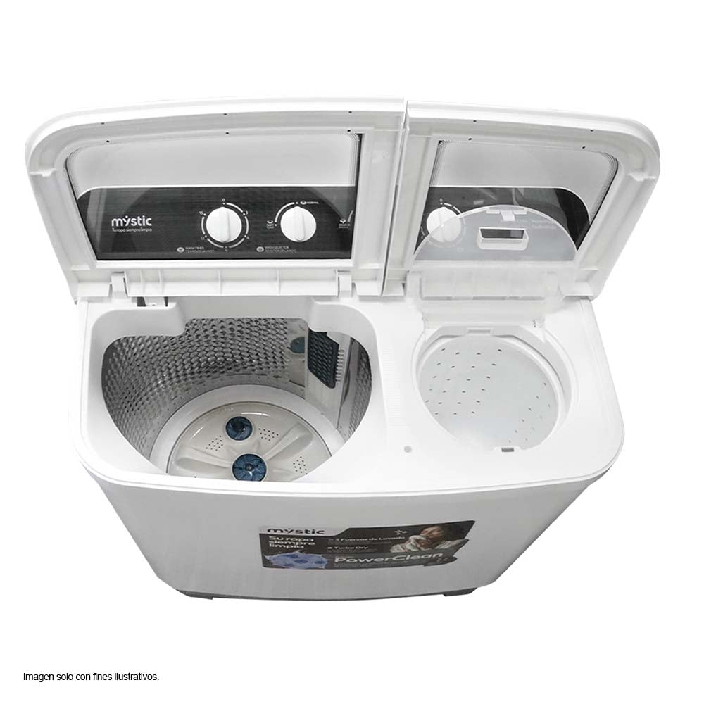 Lavadora semiautomatica12kg, WM-1217S Mystic PowerClean, Turbo Dry, tapa en vidrido templado