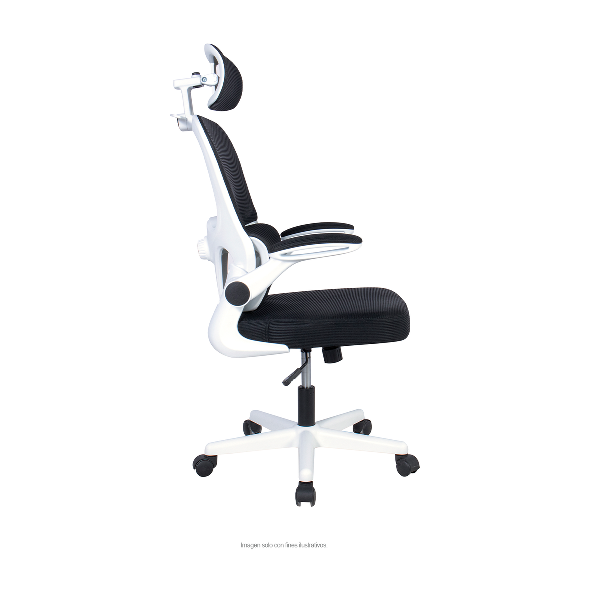 Silla de oficina 925, respaldo de malla, color negro y blanco
