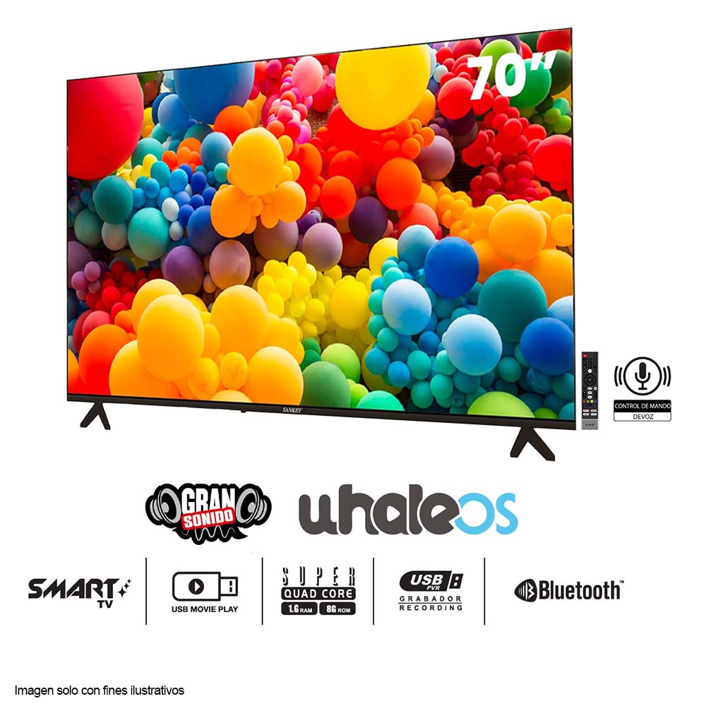 Televisor 70" LED Smart CLEDQ70DL8 Sankey diseño super delgado