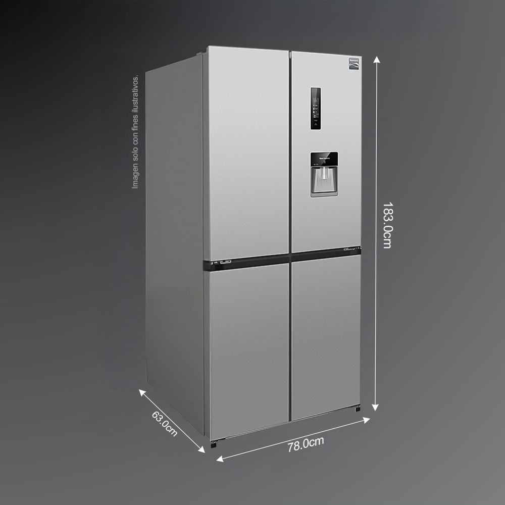 Refrigeradora 15pc NME15FDWD kenmore, 4 puertas French Door, con dispensador de agua, tecnología inverter.