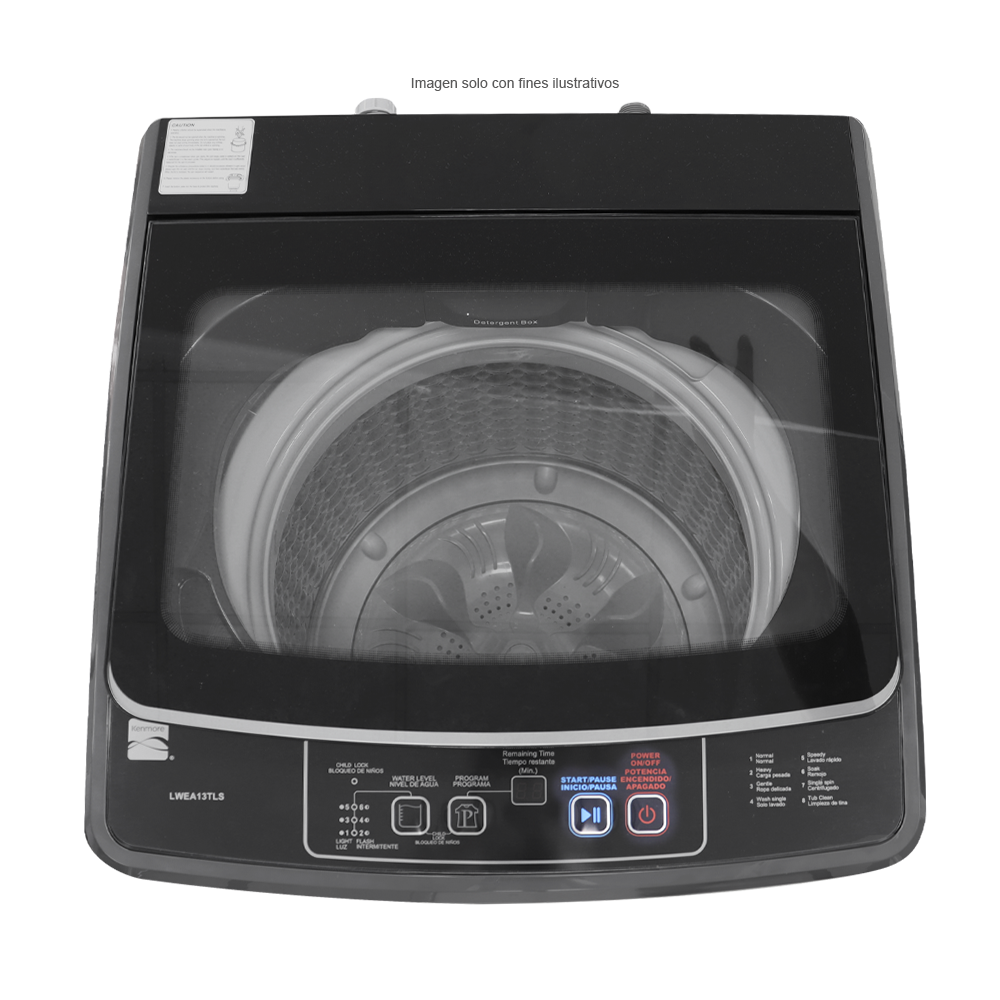 Lavadora Carga Superior, 13 kg, 560 x 565 x 915mm, LWEA13TLS, Kenmore, Silver
