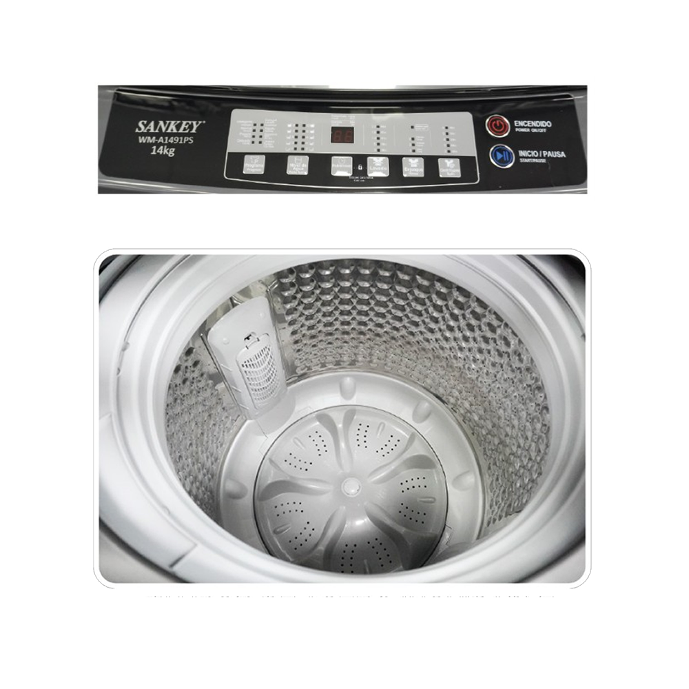 Lavadora automática 14kg WM-A1491PS Sankey, tina de acero inoxidable, color gris