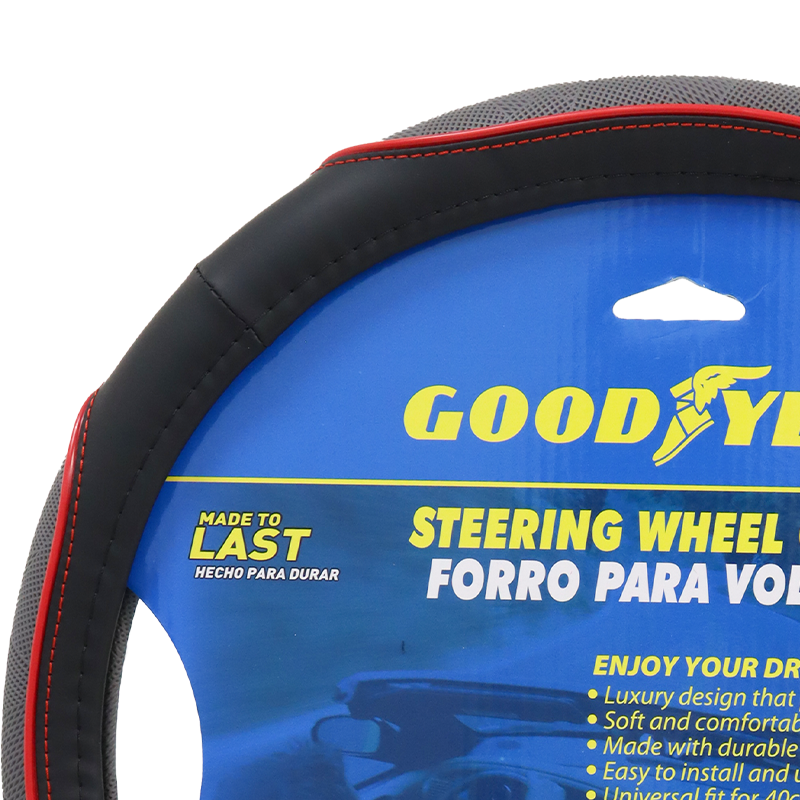 Forro de volante 40cm, color negro gris detalles de costura en rojo, 991-2402074