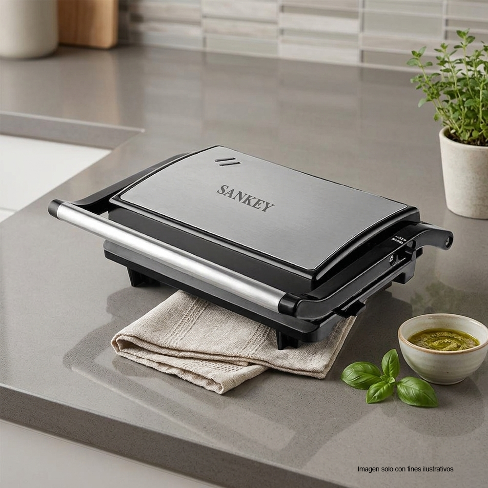 Sandwichera Panini SW-40 Sankey, acero inoxidable, potencia 750W.