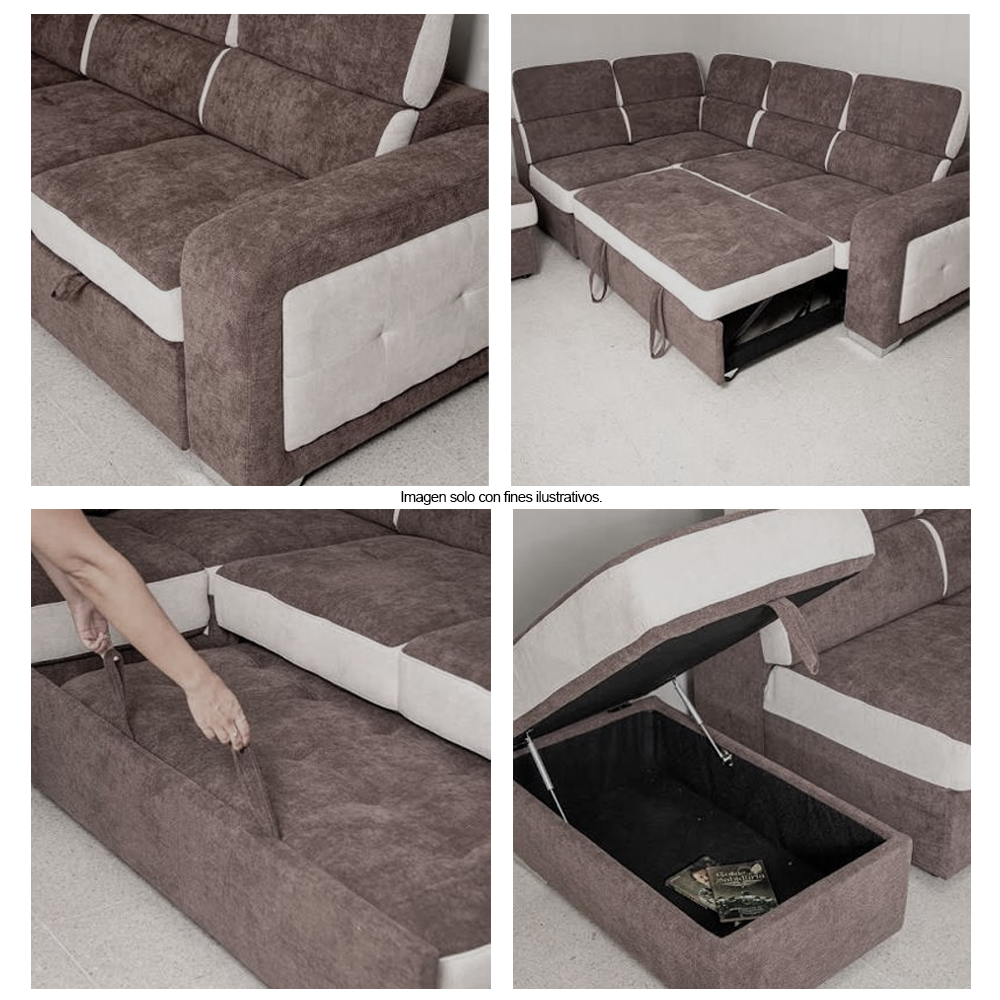Sofa Chaise lado izquierdo, MIA 18-2225 (LV04230) Beige - chocolate