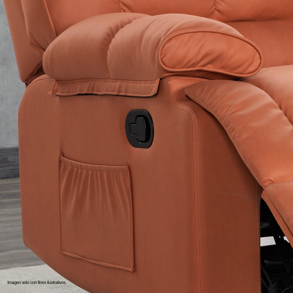 Sillón reclinable giratorio 360°, modelo LV02606, color naranja