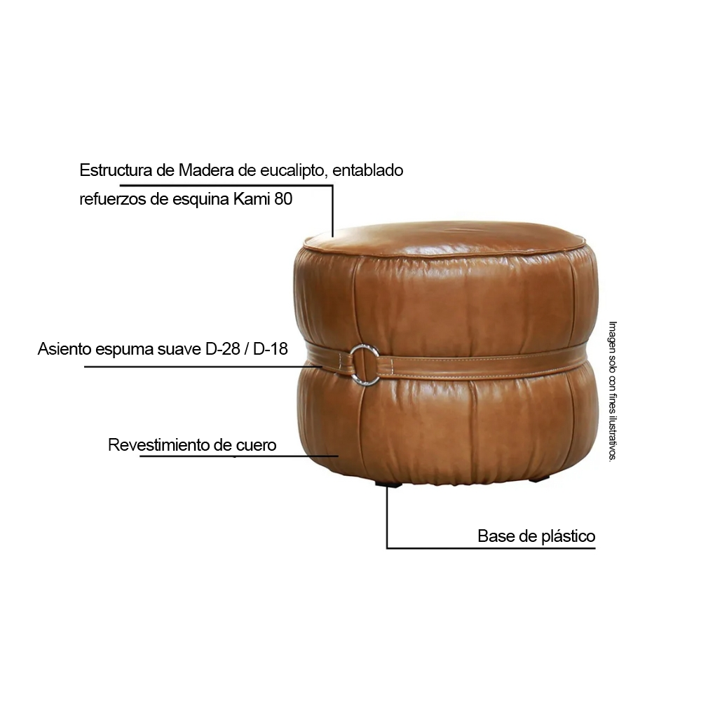 Piecero de cuero, modelo Senegal Luxury 417001, color cappuccino.