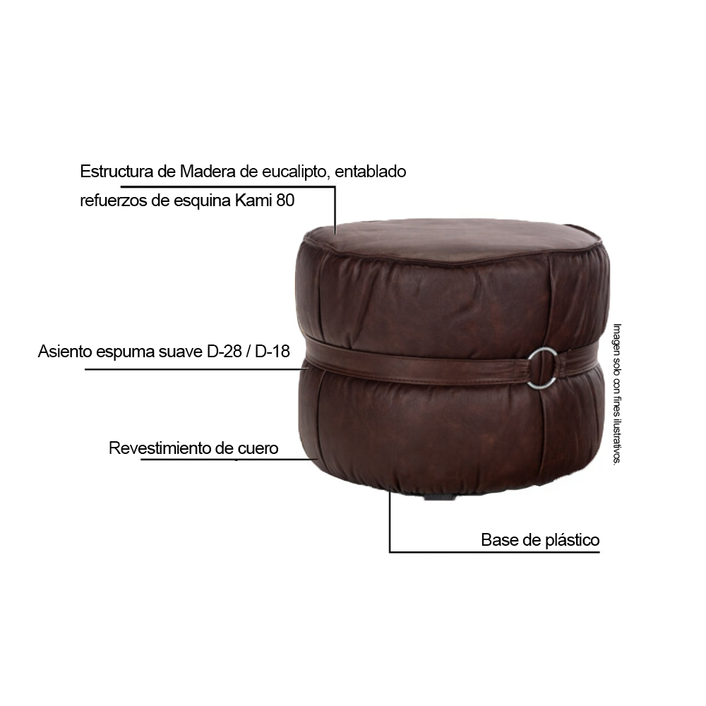 Piecero de cuero, modelo Senegal Luxury 417003, color café.