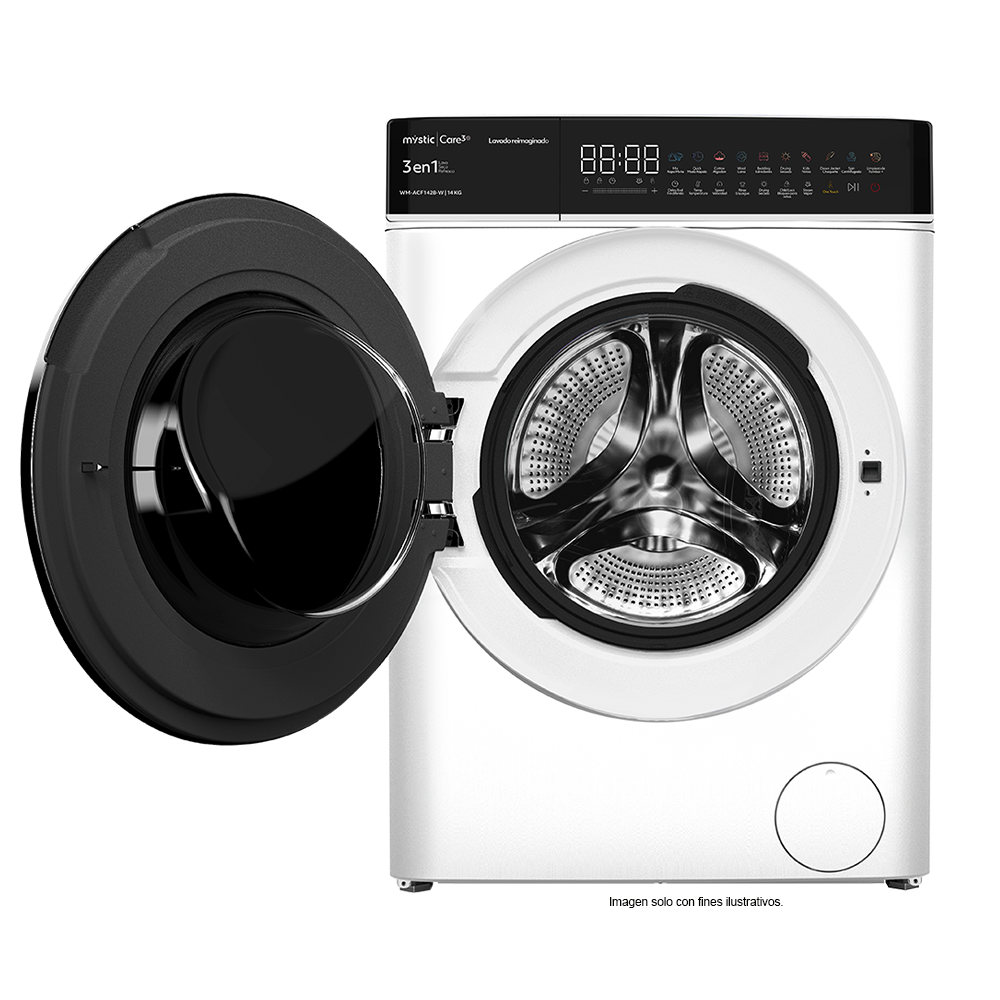 Lavadora/ secadora automática, carga frontal ,14kg lavado y 8kg secado WM-ACF1428-W, Inverter, 15 funciones de lavado, bloqueo de niños. MYSTIC