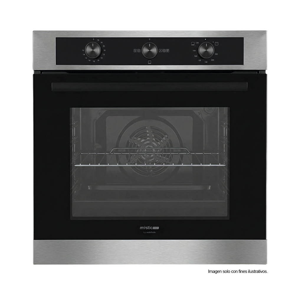 Horno empotrable a gas MI-EHOG60 de 60cm, capacidad de 80 litros, convención y rostizador, acabado vidrio oscuro, 110V-60hz MYSTIC