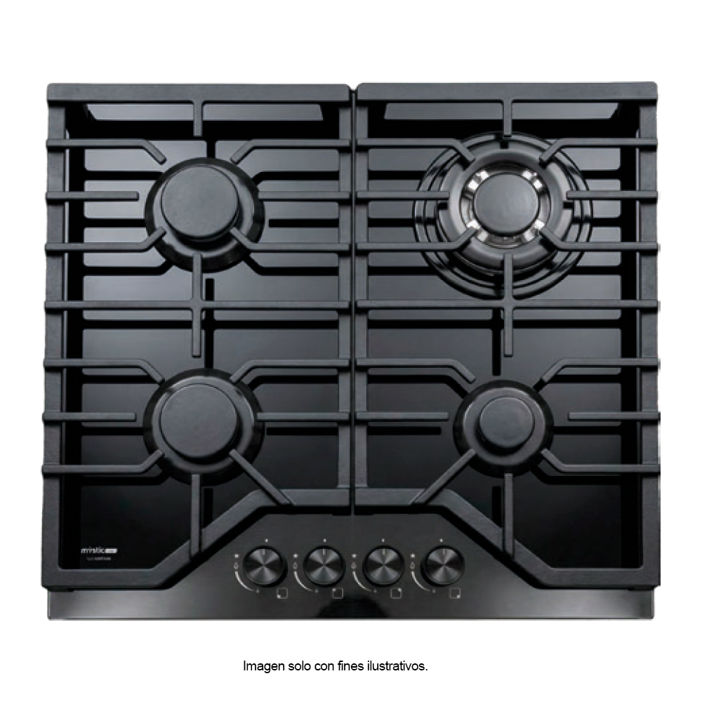 Estufa a gas empotrable 60cm MI-ESTG4. 4 quemadores SABAF. MYSTIC