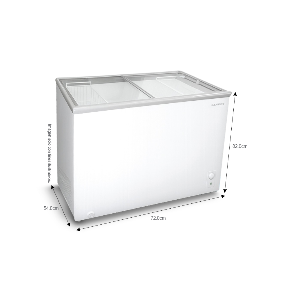 Congelador horizontal RFG-0777F capacidad de 5.89 pc (167 litros) ventanas de vidrio deslizantes. SANKEY