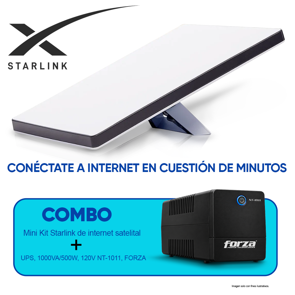 Combo Mini Kit Starlink de internet satelital + UPS FORZA 1000VA