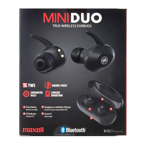 Audifonos Maxell 348481 Mini Duo in ear Bluetooth negros.