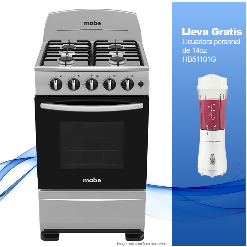 Combo de Estufa de 20" a gas Mabe EMA5110SG0 + Licuadora personal Hamilton Beach HB51101G