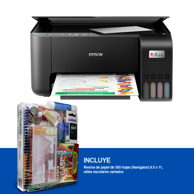 Impresora multifuncional L3250 Epson Ecotank Wi-fi, escanea Legal, en la bandeja de ADF, impresión dúplex, Ethernet, bandeja frontal 250 hojas